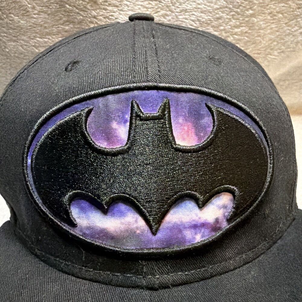 Batman DC Comics Hat Galaxy Logo Snapback Black Purple Flat Bill Cap